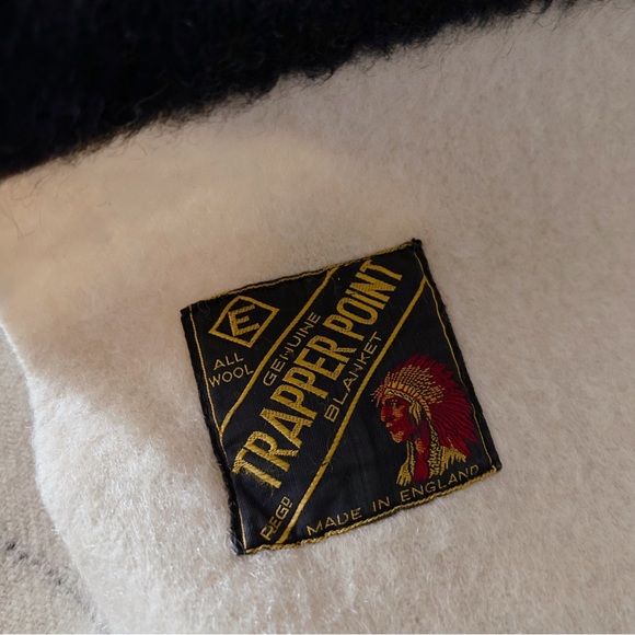 Vintage 50’s 60’s Trapper Point 100% Wool Striped Blanket - Picture 4 of 8